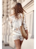 Knitted sweater and shorts set, gray and beige 3211045 - Online store - Boutique